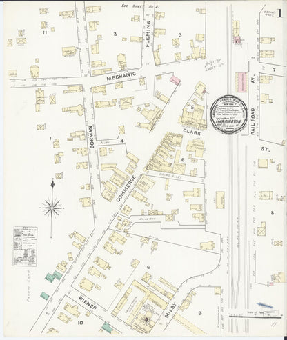 Sanborn Fire Insurance Map from Harrington, Kent County, Delaware (1891), Sheet #0001 - Complete Map Set gallery image, historic Sanborn map, vintage wall art, Delaware Delaware