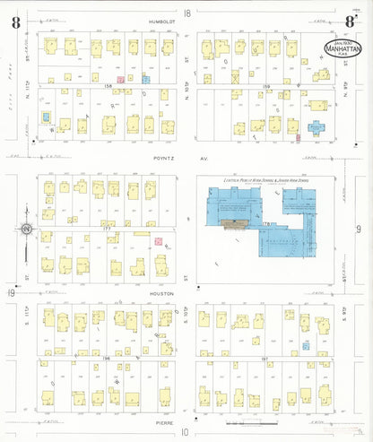 Sanborn Fire Insurance Map from Manhattan, Riley County, Kansas (1930), Sheet #0008 - Complete Map Set gallery image, historic Sanborn map, vintage wall art, Kansas Kansas