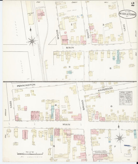 Sanborn Fire Insurance Map from Middletown, New Castle County, Delaware (1884), Sheet #0002 - Historic Sanborn Fire Insurance Map Print, vintage old map wall art, antique decor, genealogy gift, Delaware Delaware map