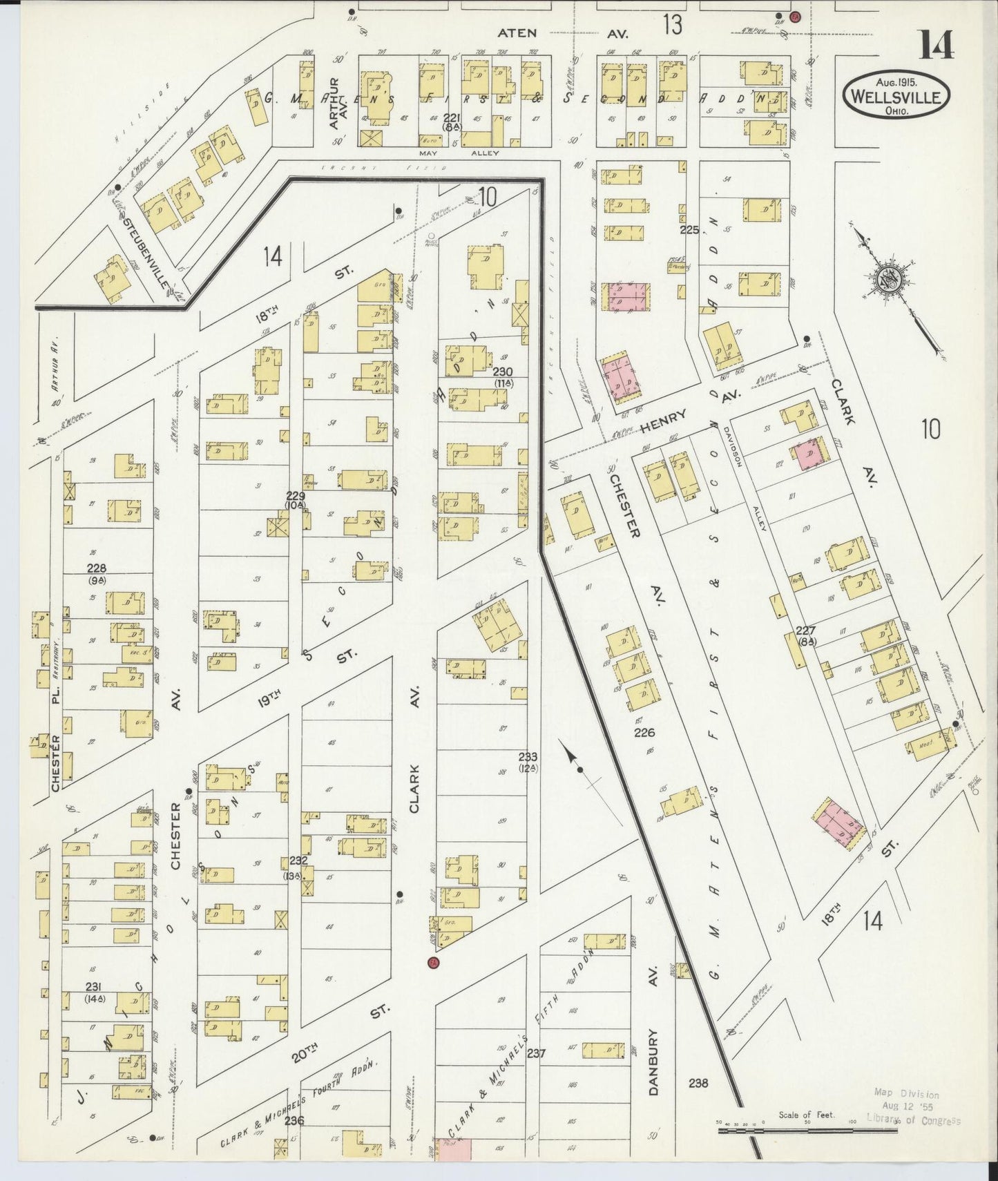 Sanborn Fire Insurance Map from Wellsville, Columbiana County, Ohio (1915), Sheet #0014 - Complete Map Set gallery image, historic Sanborn map, vintage wall art, Ohio Ohio