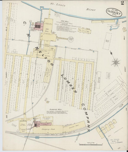 Sanborn Fire Insurance Map from Cloquet, Carlton County, Minnesota (1885), Sheet #0002 - Historic Sanborn Fire Insurance Map Print, vintage old map wall art, antique decor, genealogy gift, Minnesota Minnesota map