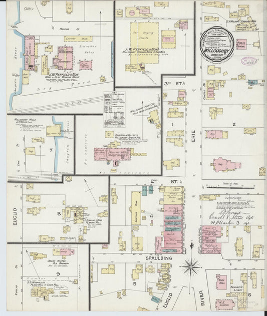 Sanborn Fire Insurance Map from Willoughby, Lake County, Ohio (1887), Sheet #0001 - Historic Sanborn Fire Insurance Map Print, vintage old map wall art, antique decor, genealogy gift, Ohio Ohio map