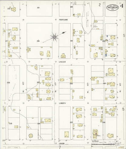Sanborn Fire Insurance Map from The Dalles, Wasco County, Oregon (1909), Sheet #0004 - Complete Map Set gallery image, historic Sanborn map, vintage wall art, Oregon Oregon