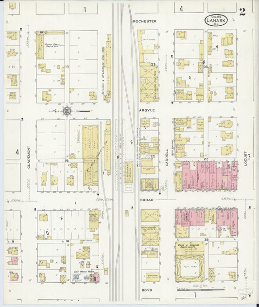 Sanborn Fire Insurance Map from Lanark, Carroll County, Illinois (1912), Sheet #0002 - Historic Sanborn Fire Insurance Map Print, vintage old map wall art, antique decor, genealogy gift, Illinois Illinois map