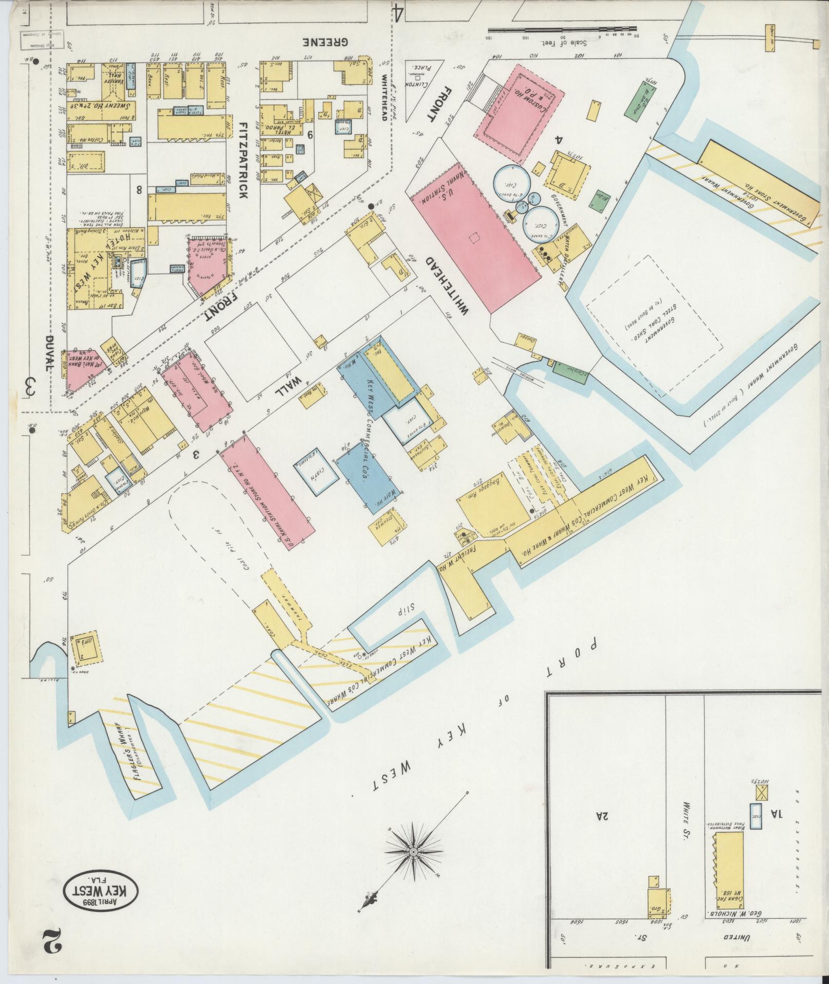 Sanborn Fire Insurance Map from Key West, Monroe County, Florida (1899), Sheet #0002 - Complete Map Set gallery image, historic Sanborn map, vintage wall art, Florida Florida