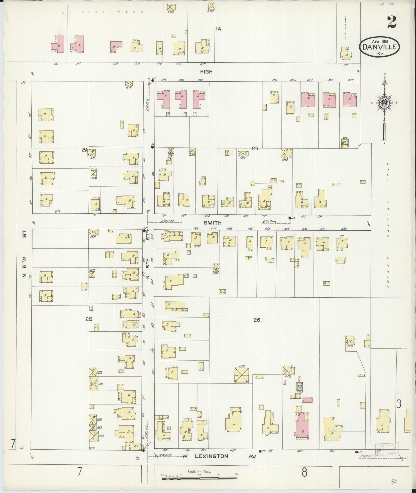 Sanborn Fire Insurance Map from Danville, Boyle County, Kentucky (1914), Sheet #0002 - Complete Map Set gallery image, historic Sanborn map, vintage wall art, Kentucky Kentucky