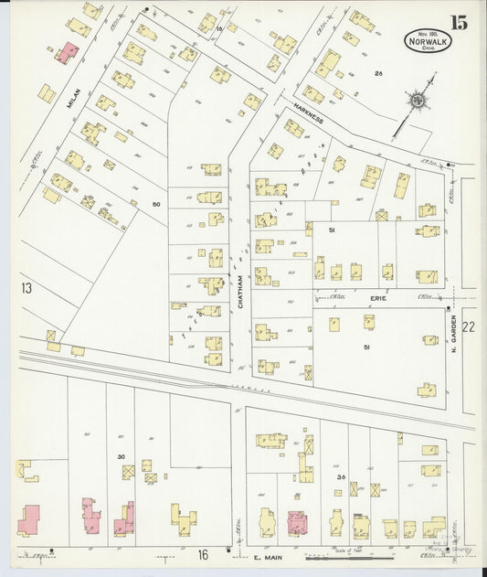 Sanborn Fire Insurance Map from Norwalk, Huron County, Ohio (1911), Sheet #0015 - Historic Sanborn Fire Insurance Map Print, vintage old map wall art, antique decor, genealogy gift, Ohio Ohio map