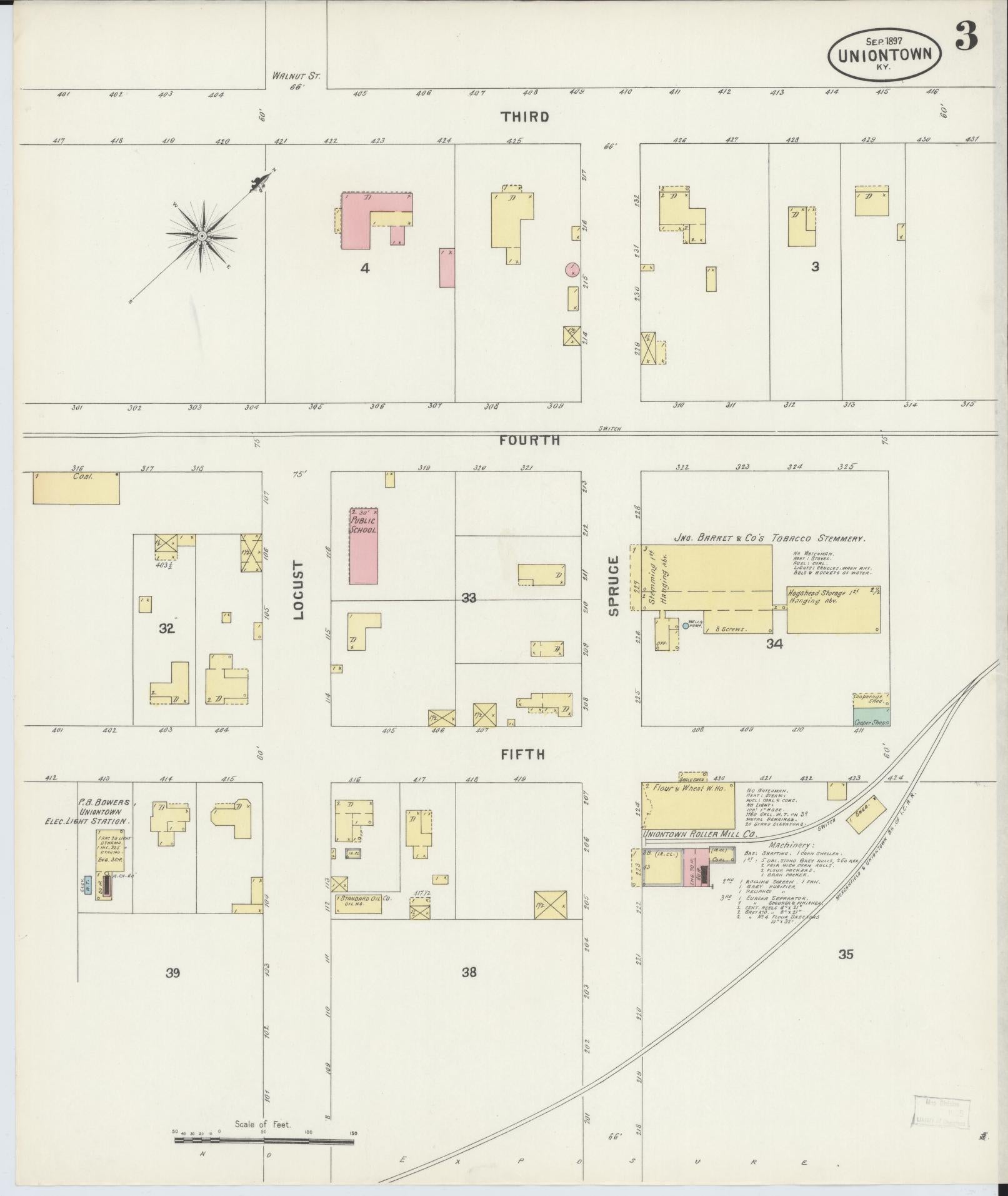 Sanborn Fire Insurance Map from Uniontown, Union County, Kentucky (1897), Sheet #0003 - Complete Map Set gallery image, historic Sanborn map, vintage wall art, Kentucky Kentucky