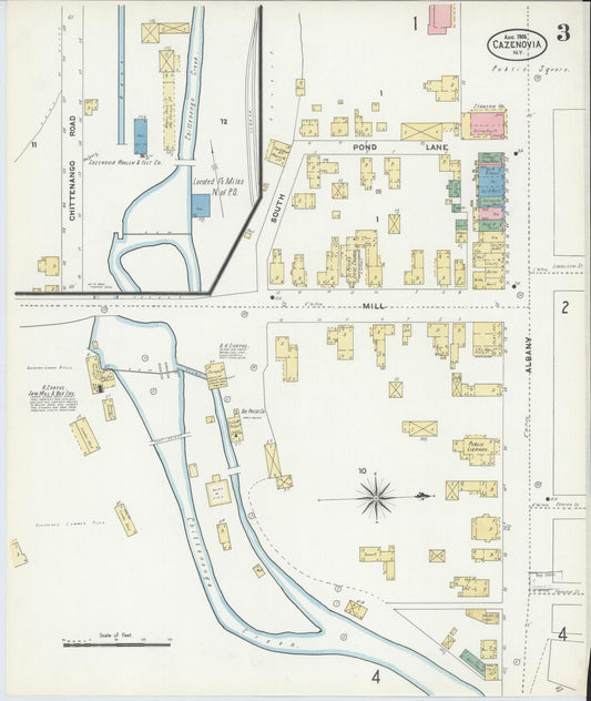 Sanborn Fire Insurance Map from Cazenovia, Madison County, New York (1906), Sheet #0003 - Historic Sanborn Fire Insurance Map Print, vintage old map wall art, antique decor, genealogy gift, New York New York map
