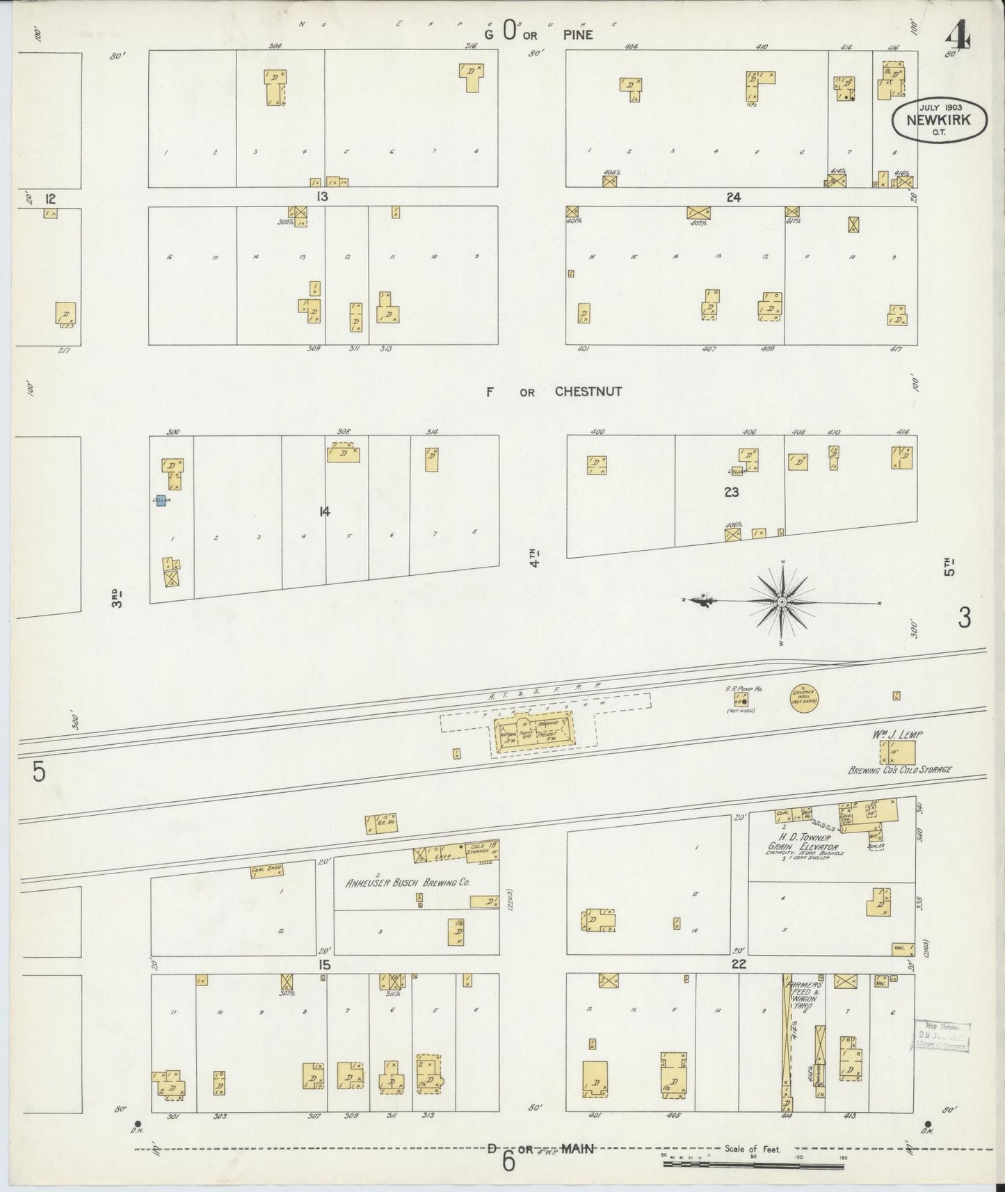 Sanborn Fire Insurance Map from Newkirk, Kay County, Oklahoma (1903), Sheet #0004 - Complete Map Set gallery image, historic Sanborn map, vintage wall art, Oklahoma Oklahoma