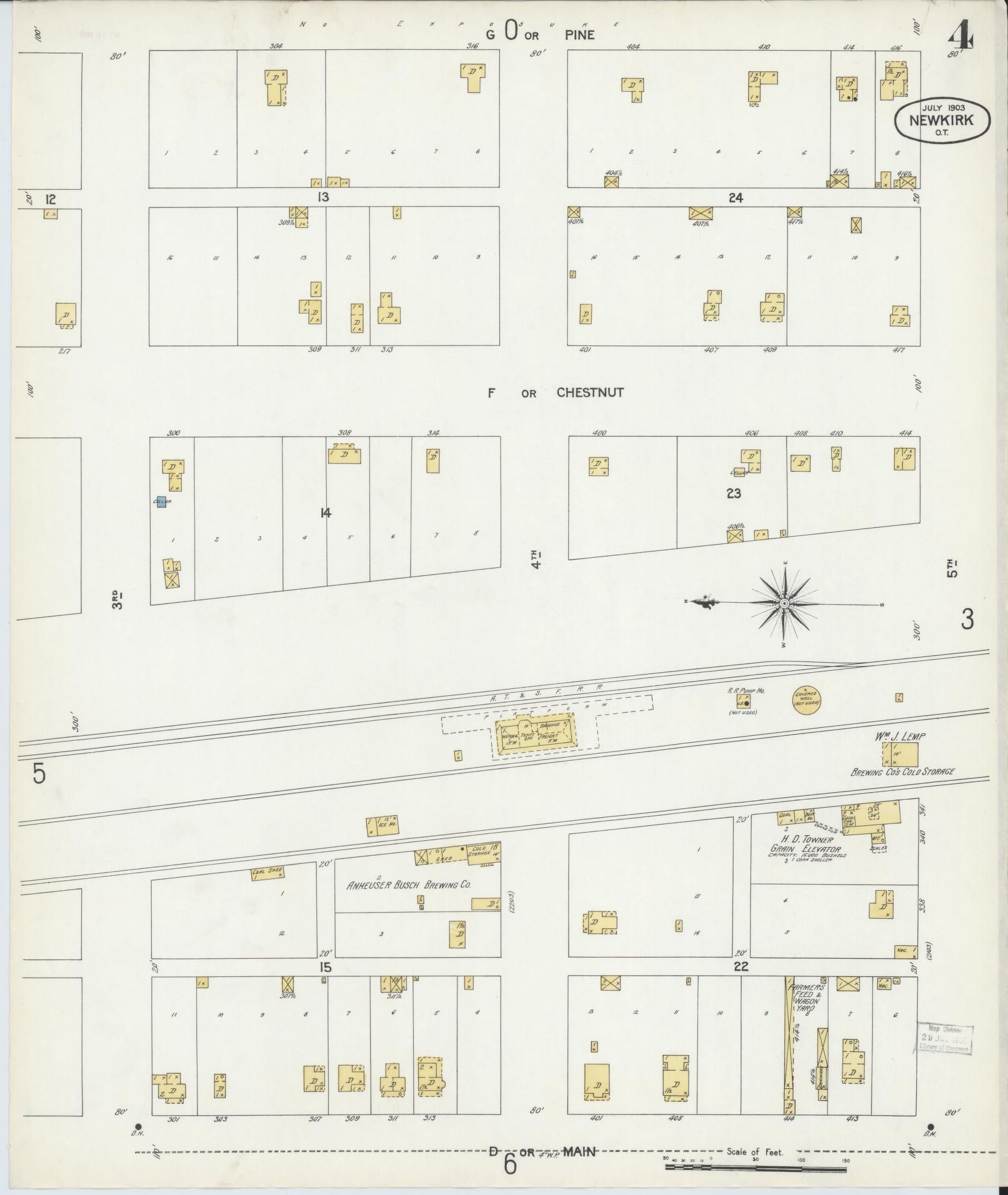 Sanborn Fire Insurance Map from Newkirk, Kay County, Oklahoma (1903), Sheet #0004 - Complete Map Set gallery image, historic Sanborn map, vintage wall art, Oklahoma Oklahoma