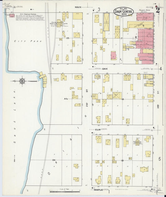 Sanborn Fire Insurance Map from Sauk Centre, Stearns County, Minnesota (1916), Sheet #0002 - Historic Sanborn Fire Insurance Map Print, vintage old map wall art, antique decor, genealogy gift, Minnesota Minnesota map