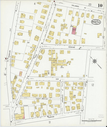 Sanborn Fire Insurance Map from Winsted, Litchfield County, Connecticut (1919), Sheet #0010 - Complete Map Set gallery image, historic Sanborn map, vintage wall art, Connecticut Connecticut