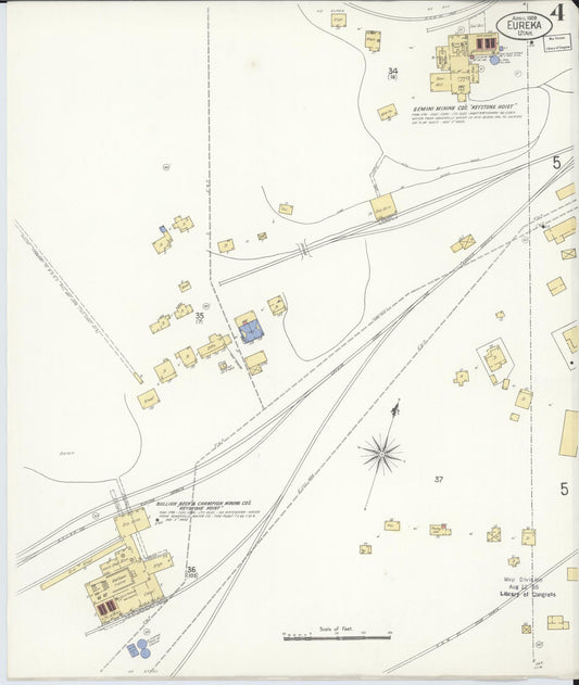 Sanborn Fire Insurance Map from Eureka, Juab County, Utah (1908), Sheet #0004 - Historic Sanborn Fire Insurance Map Print, vintage old map wall art, antique decor, genealogy gift, Utah Utah map