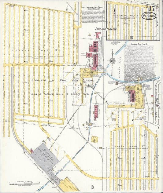 Sanborn Fire Insurance Map from Virginia, Saint Louis County, Minnesota (1921), Sheet #0017 - Historic Sanborn Fire Insurance Map Print, vintage old map wall art, antique decor, genealogy gift, Minnesota Minnesota map