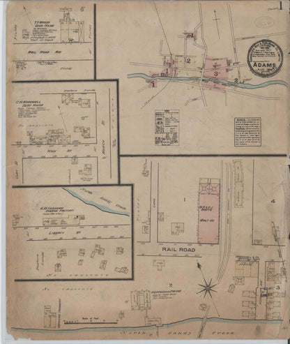 Sanborn Fire Insurance Map from Adams, Jefferson County, New York (1884), Sheet #0001 - Complete Map Set gallery image, historic Sanborn map, vintage wall art, New York New York