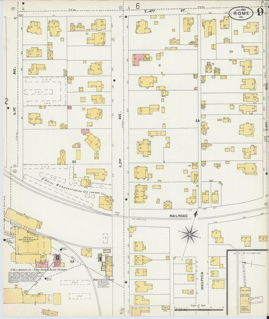 Sanborn Fire Insurance Map from Rome, Floyd County, Georgia (1903), Sheet #0009 - Historic Sanborn Fire Insurance Map Print, vintage old map wall art, antique decor, genealogy gift, Georgia Georgia map