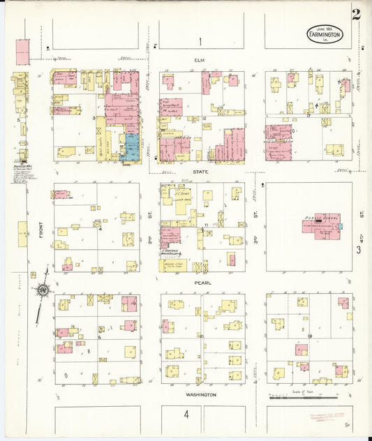 Sanborn Fire Insurance Map from Farmington, Van Buren County, Iowa (1913), Sheet #0002 - Historic Sanborn Fire Insurance Map Print, vintage old map wall art