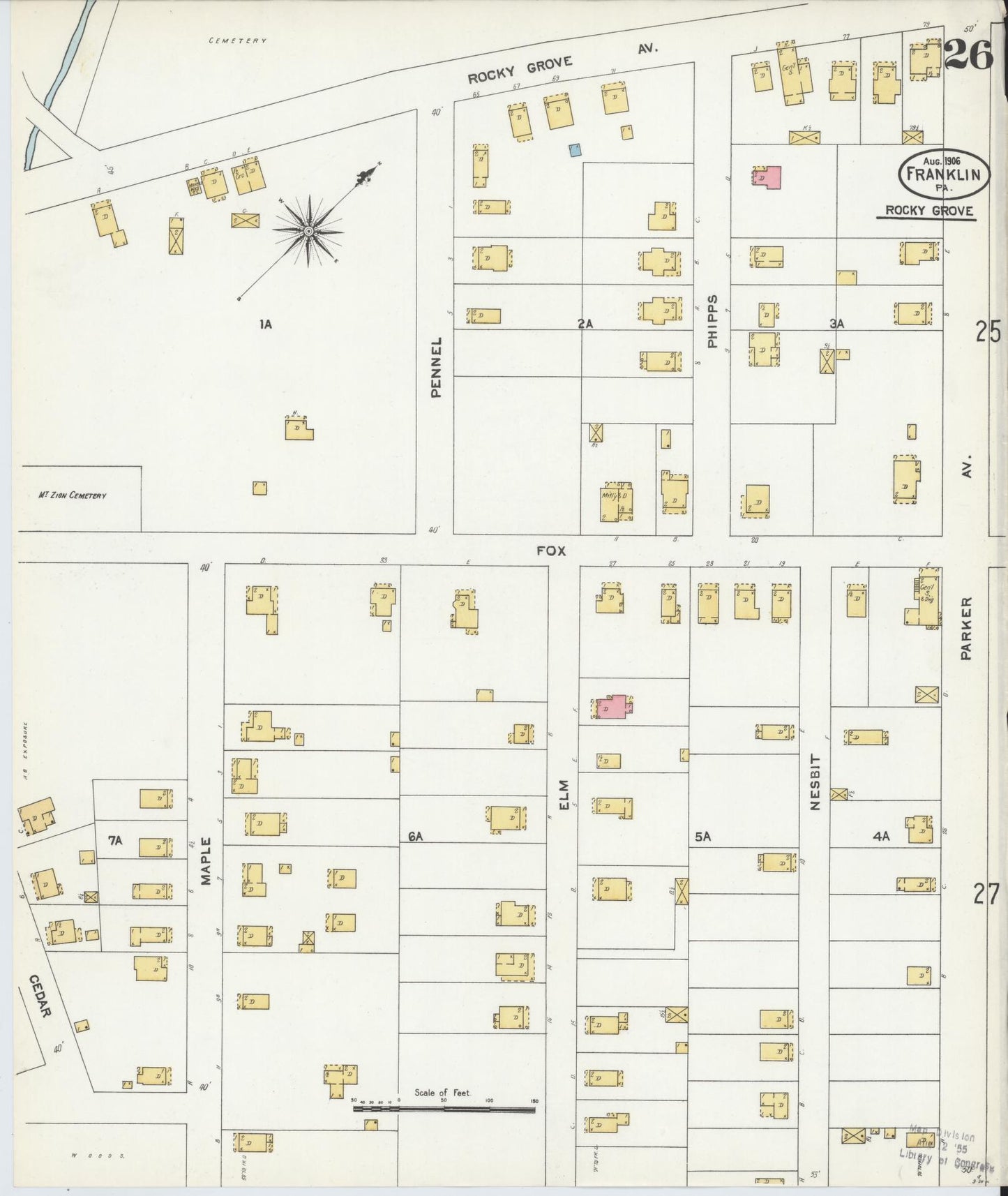Sanborn Fire Insurance Map from Franklin, Venango County, Pennsylvania (1906), Sheet #0026 - Historic Sanborn Fire Insurance Map Print, vintage old map wall art, antique decor, genealogy gift, Pennsylvania Pennsylvania map