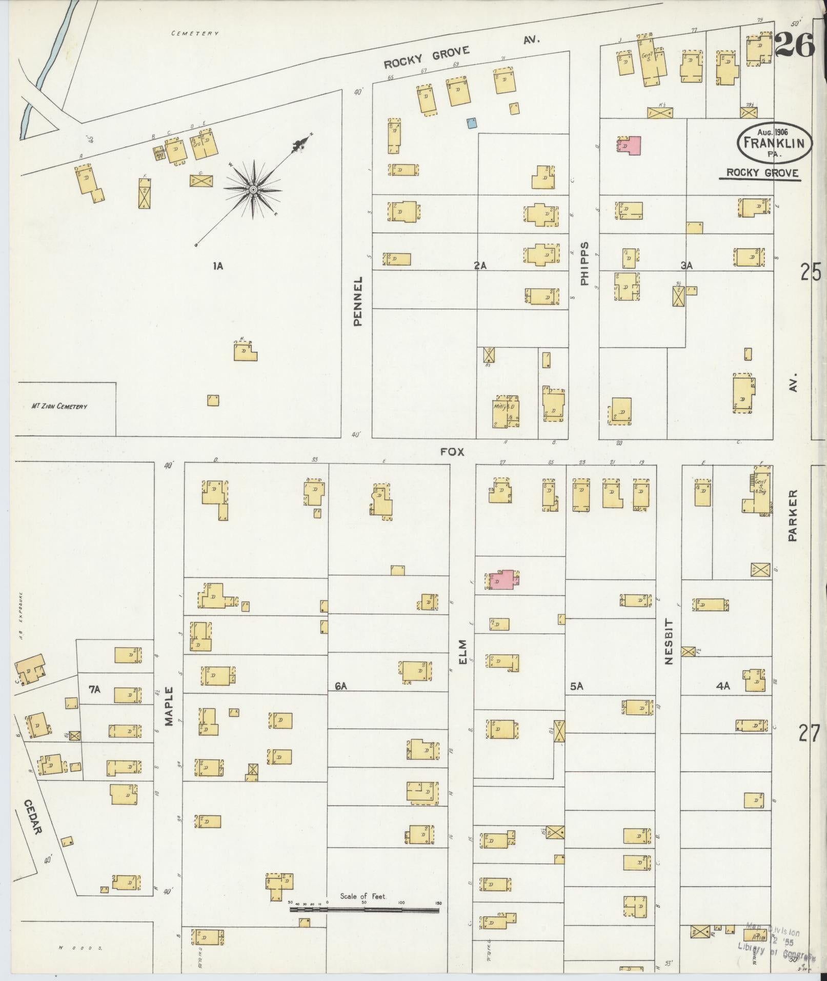 Sanborn Fire Insurance Map from Franklin, Venango County, Pennsylvania (1906), Sheet #0026 - Historic Sanborn Fire Insurance Map Print, vintage old map wall art, antique decor, genealogy gift, Pennsylvania Pennsylvania map