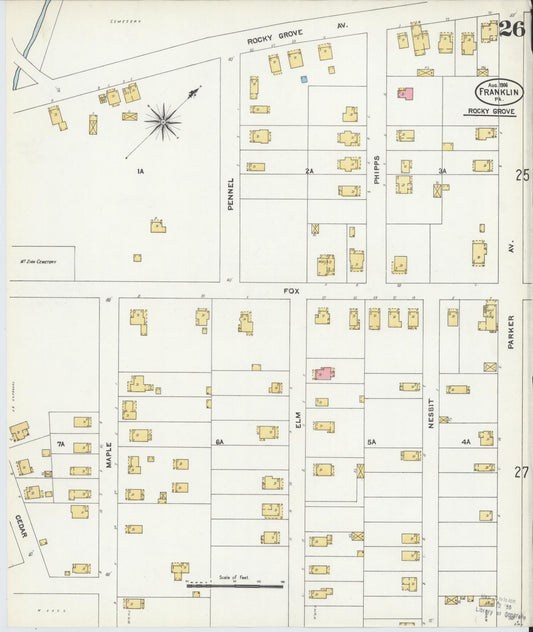 Sanborn Fire Insurance Map from Franklin, Venango County, Pennsylvania (1906), Sheet #0026 - Historic Sanborn Fire Insurance Map Print, vintage old map wall art, antique decor, genealogy gift, Pennsylvania Pennsylvania map