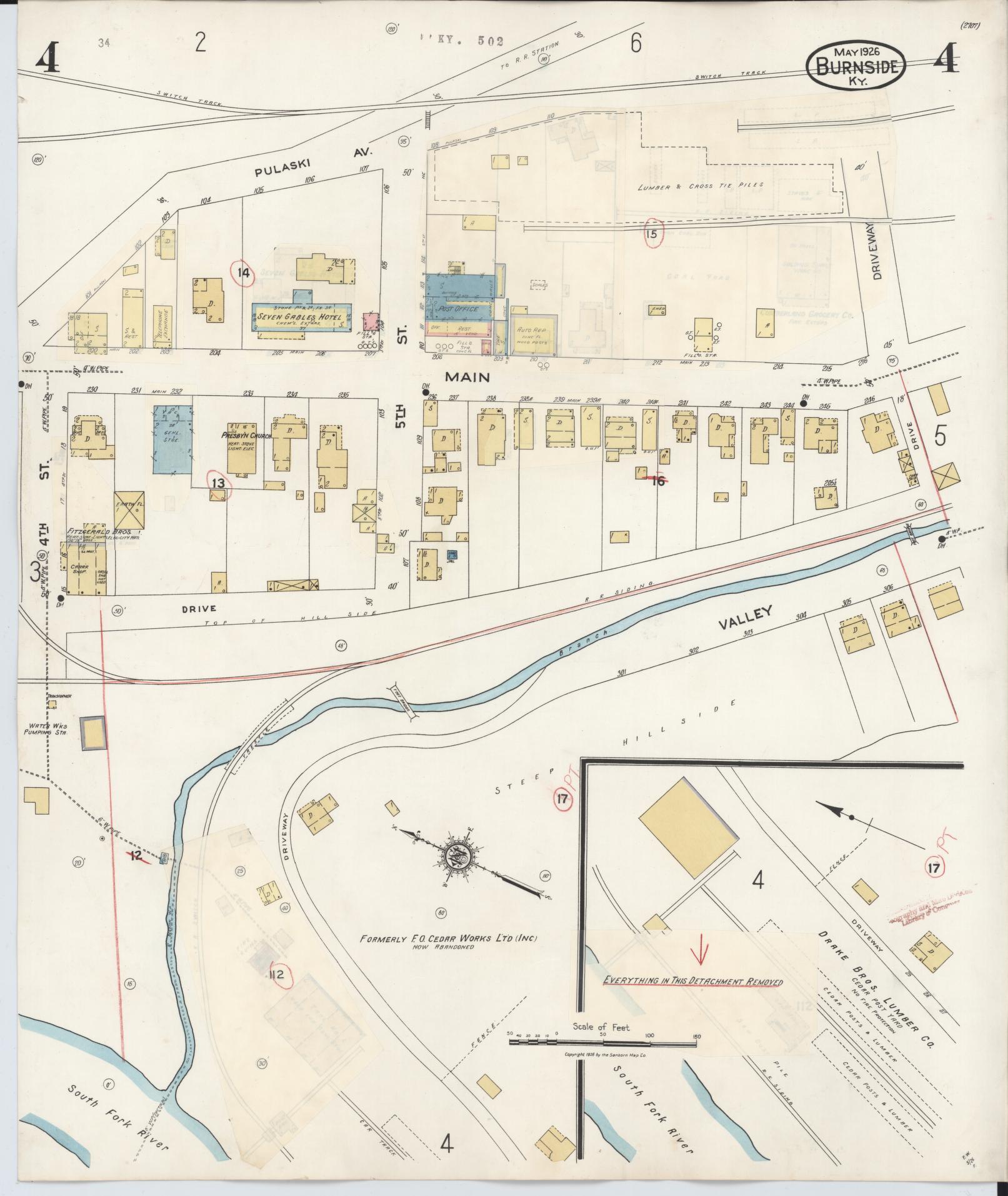 Sanborn Fire Insurance Map from Burnside, Pulaski County, Kentucky (1940), Sheet #0004 - Complete Map Set gallery image, historic Sanborn map, vintage wall art, Kentucky Kentucky