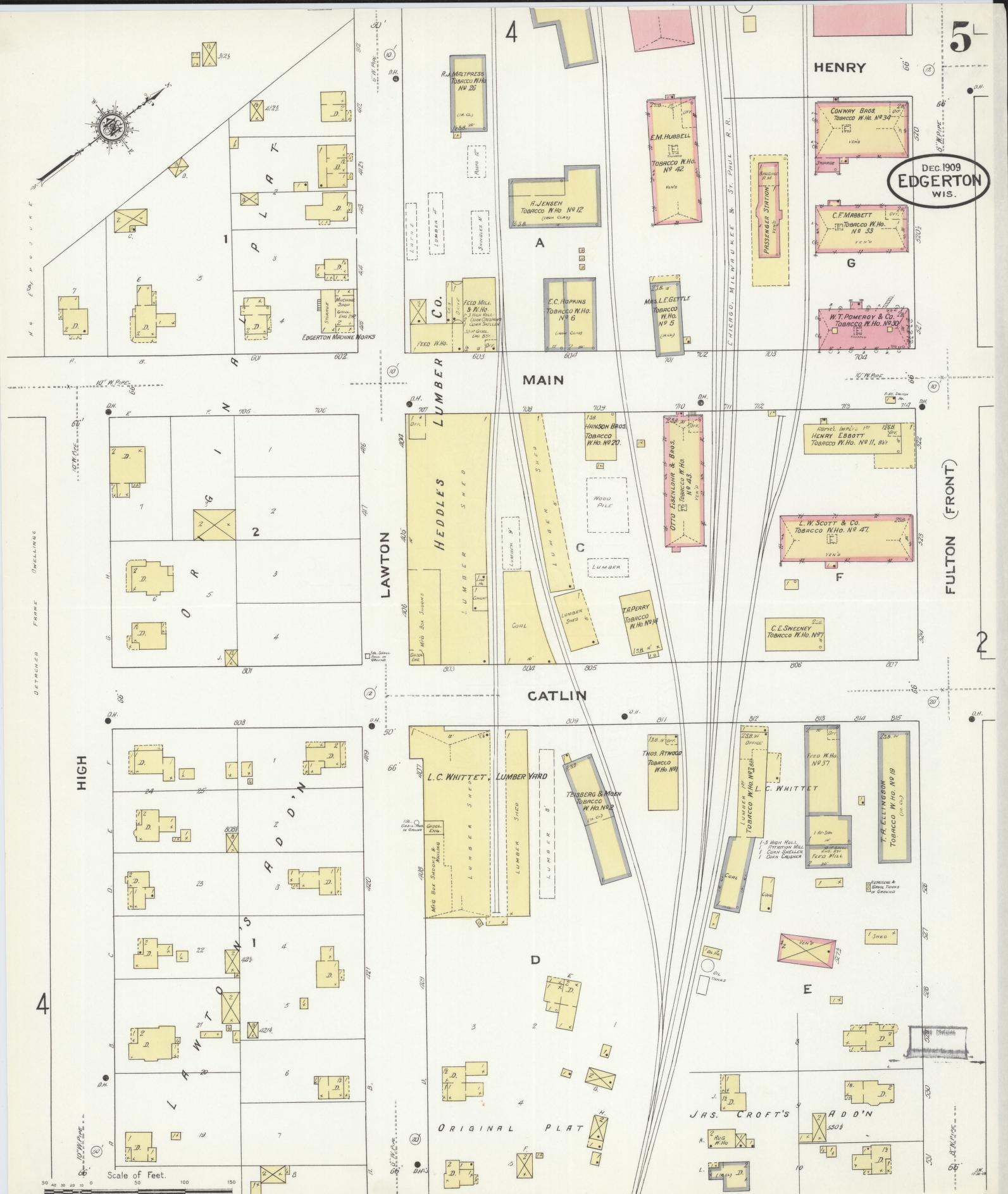 Sanborn Fire Insurance Map from Edgerton, Rock County, Wisconsin (1909), Sheet #0005 - Complete Map Set gallery image, historic Sanborn map, vintage wall art, Wisconsin Wisconsin