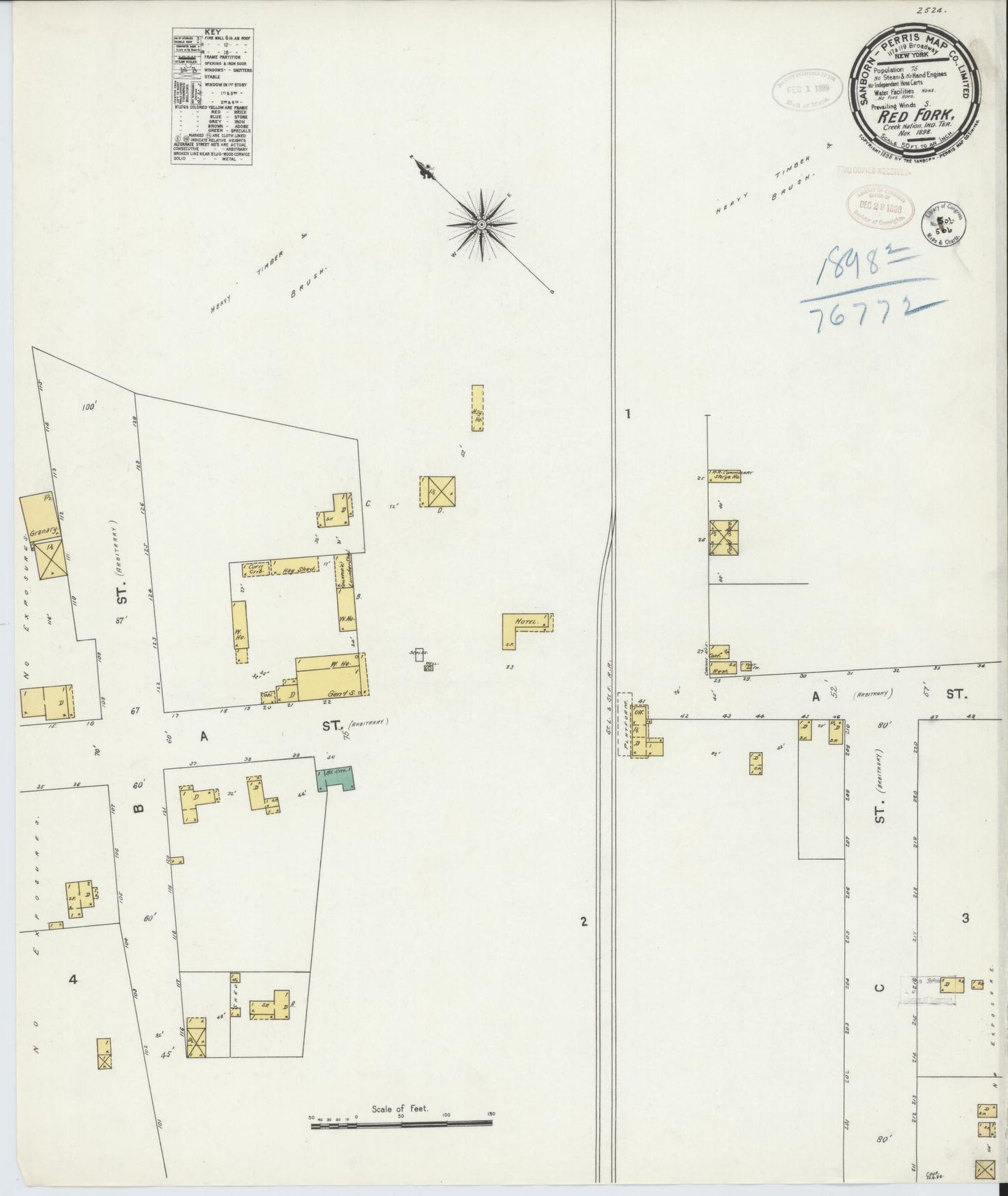 Sanborn Fire Insurance Map from Red Fork, Tulsa County, Oklahoma (1898), Sheet #0001 - Historic Sanborn Fire Insurance Map Print, vintage old map wall art, antique decor, genealogy gift, Oklahoma Oklahoma map