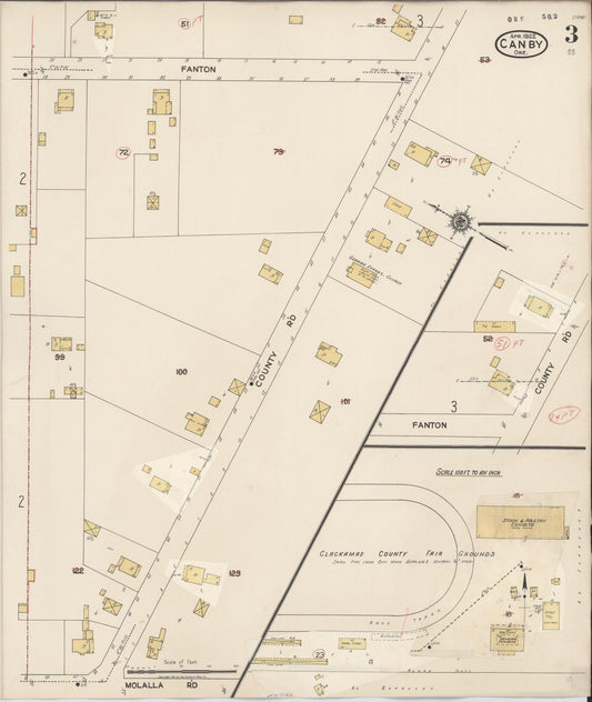 Sanborn Fire Insurance Map from Canby, Clackamas County, Oregon (1931), Sheet #0003 - Historic Sanborn Fire Insurance Map Print, vintage old map wall art, antique decor, genealogy gift, Oregon Oregon map