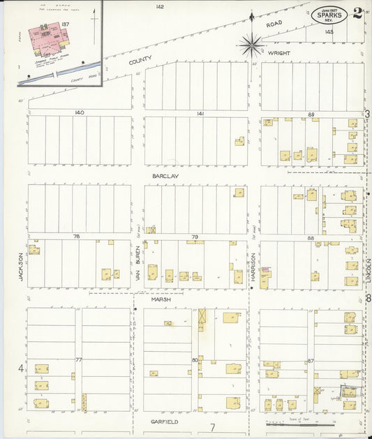 Sanborn Fire Insurance Map from Sparks, Washoe County, Nevada (1907), Sheet #0002 - Historic Sanborn Fire Insurance Map Print, vintage old map wall art, antique decor, genealogy gift, Nevada Nevada map