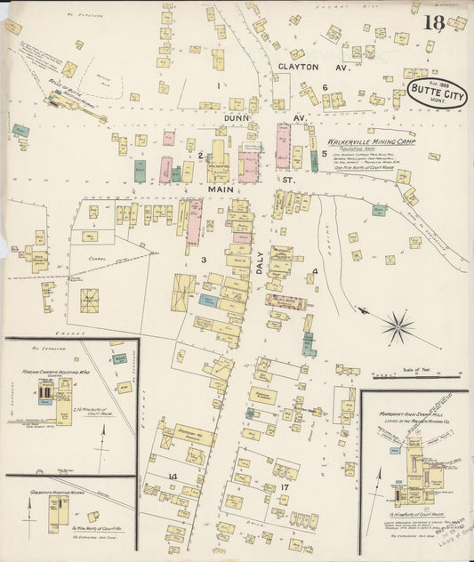 Sanborn Fire Insurance Map from Butte, Silver Bow County, Montana (1888), Sheet #0018 - Historic Sanborn Fire Insurance Map Print, vintage old map wall art, antique decor, genealogy gift, Montana Montana map