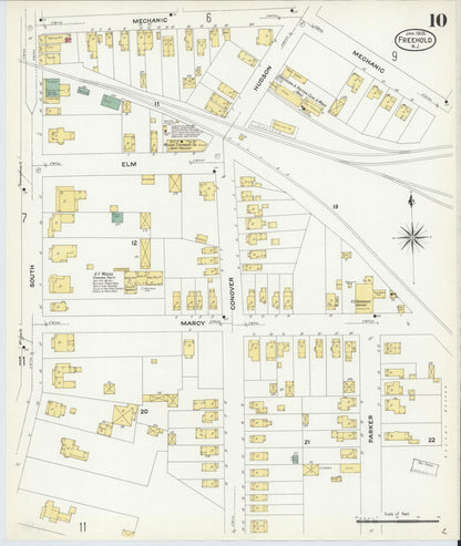 Sanborn Fire Insurance Map from Freehold, Monmouth County, New Jersey (1909), Sheet #0010 - Complete Map Set gallery image, historic Sanborn map, vintage wall art, New Jersey New Jersey