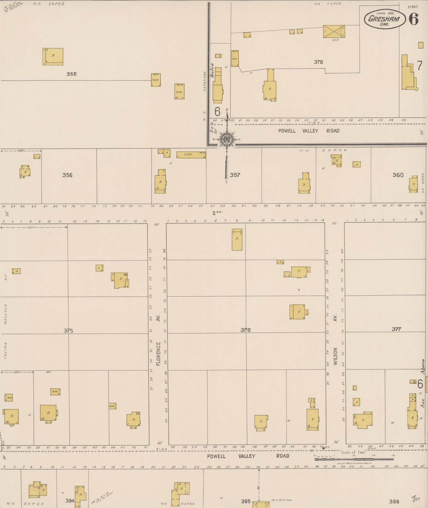 Sanborn Fire Insurance Map from Gresham, Multnomah County, Oregon (1922), Sheet #0006 - Complete Map Set gallery image, historic Sanborn map, vintage wall art, Oregon Oregon