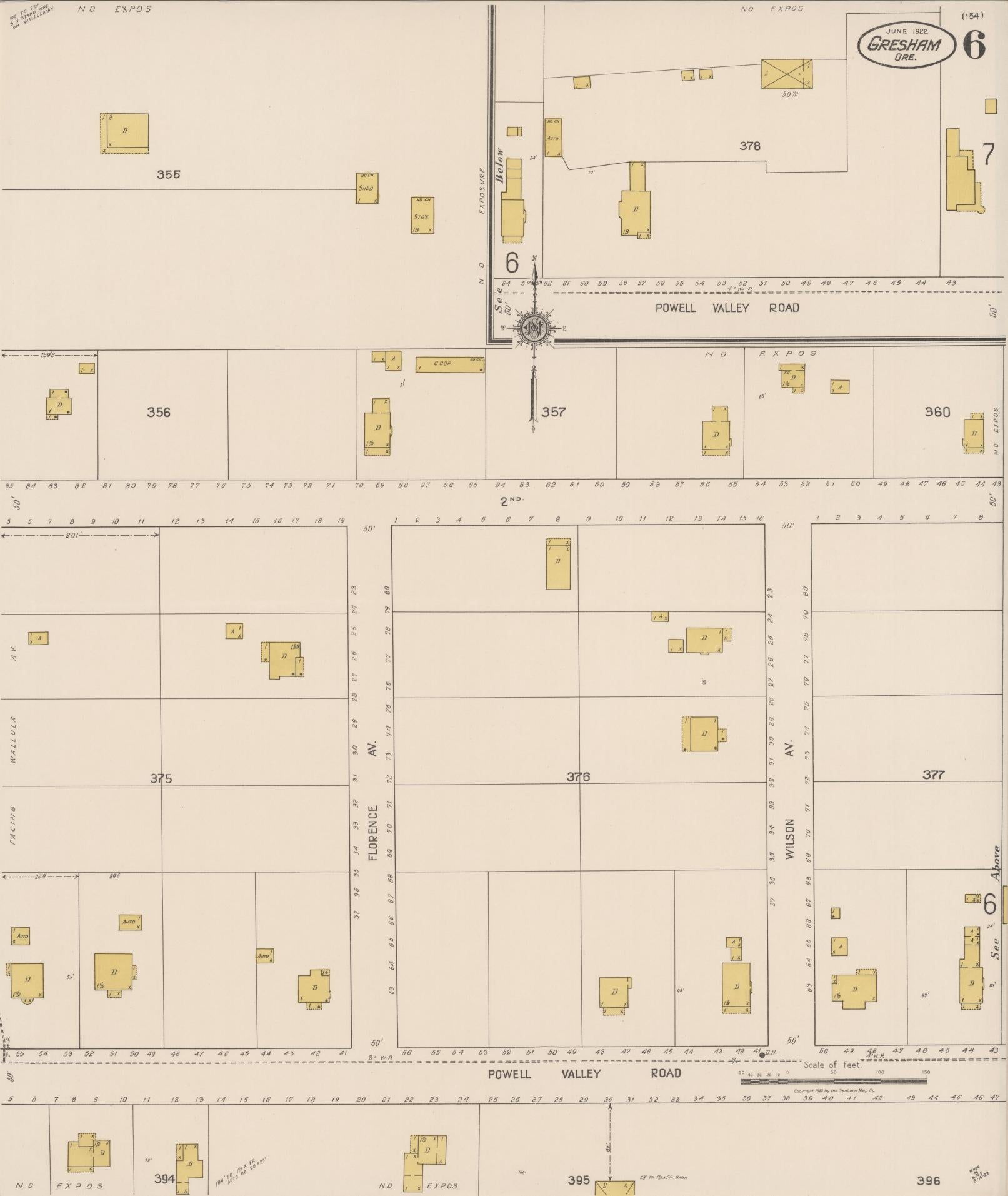 Sanborn Fire Insurance Map from Gresham, Multnomah County, Oregon (1922), Sheet #0006 - Complete Map Set gallery image, historic Sanborn map, vintage wall art, Oregon Oregon