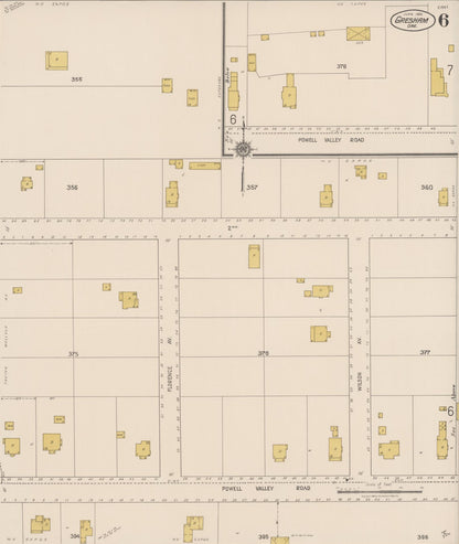 Sanborn Fire Insurance Map from Gresham, Multnomah County, Oregon (1922), Sheet #0006 - Complete Map Set gallery image, historic Sanborn map, vintage wall art, Oregon Oregon