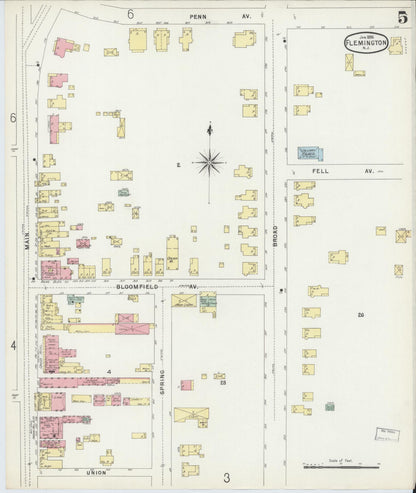 Sanborn Fire Insurance Map from Flemington, Hunterdon County, New Jersey (1896), Sheet #0005 - Complete Map Set gallery image, historic Sanborn map, vintage wall art, New Jersey New Jersey