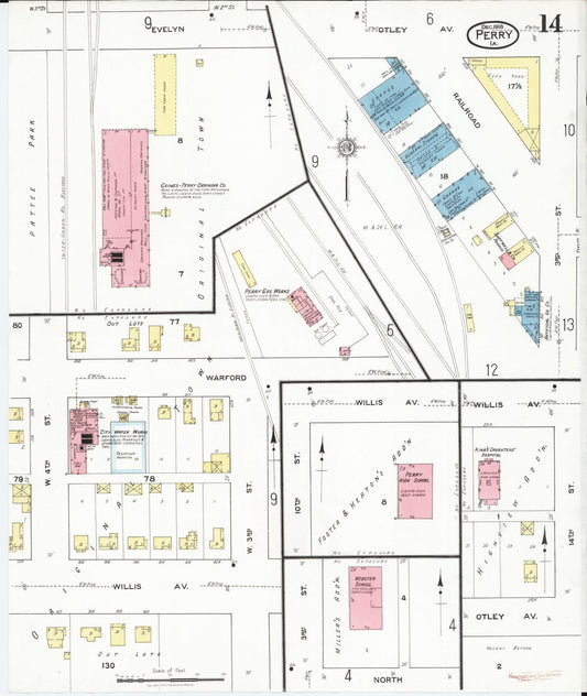 Sanborn Fire Insurance Map from Perry, Dallas County, Iowa (1918), Sheet #0014 - Historic Sanborn Fire Insurance Map Print, vintage old map wall art