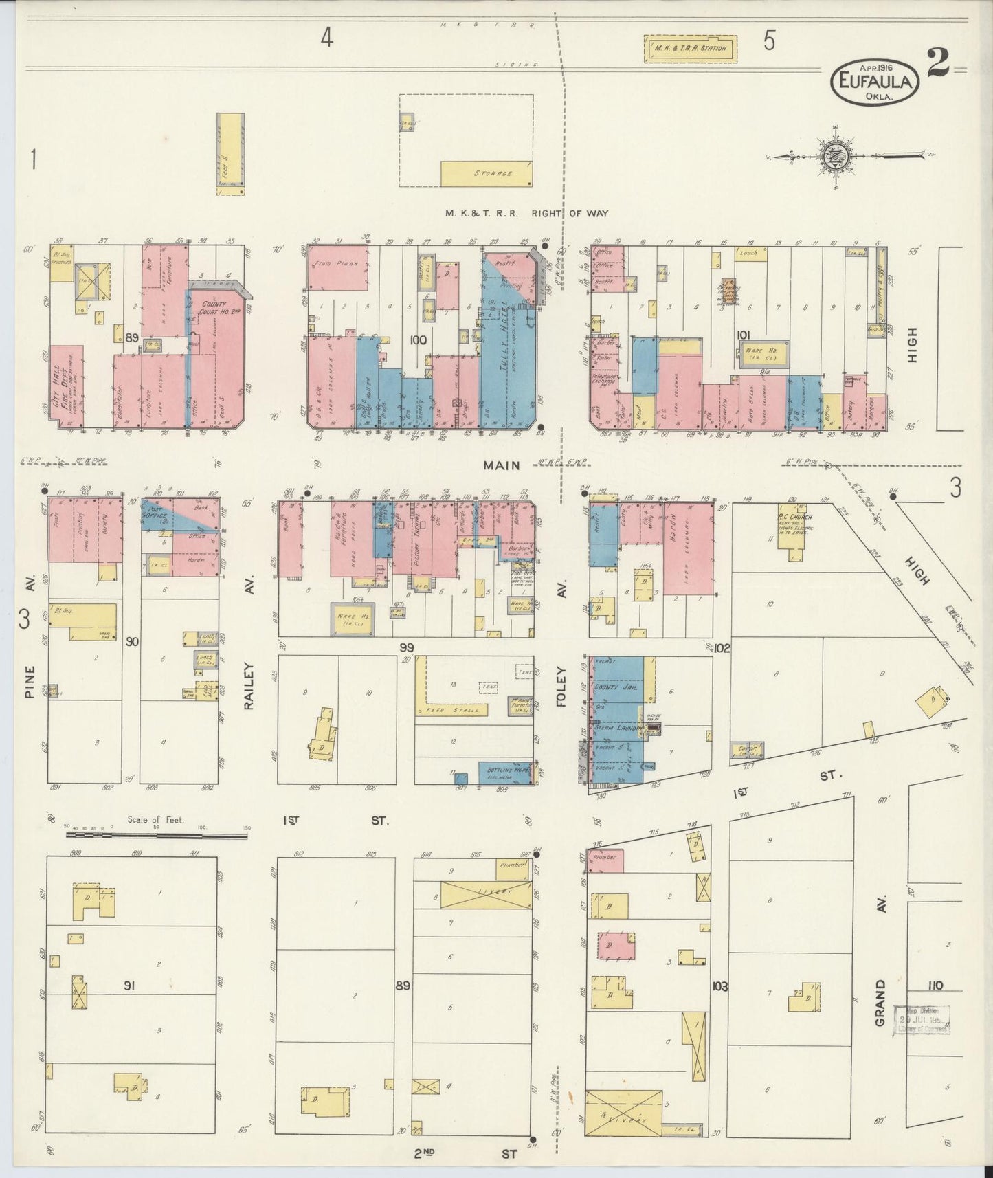 Sanborn Fire Insurance Map from Eufala, McIntosch County, Oklahoma (1916), Sheet #0002 - Complete Map Set gallery image, historic Sanborn map, vintage wall art, Oklahoma Oklahoma