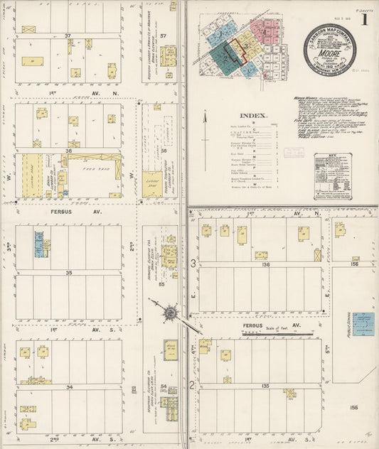 Sanborn Fire Insurance Map from Moore, Fergus County, Montana (1912), Sheet #0001 - Complete Map Set gallery image, historic Sanborn map, vintage wall art, Montana Montana