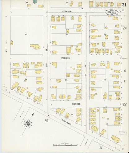 Sanborn Fire Insurance Map from Ithaca, Tompkins County, New York (1904), Sheet #0021 - Complete Map Set gallery image, historic Sanborn map, vintage wall art, New York New York