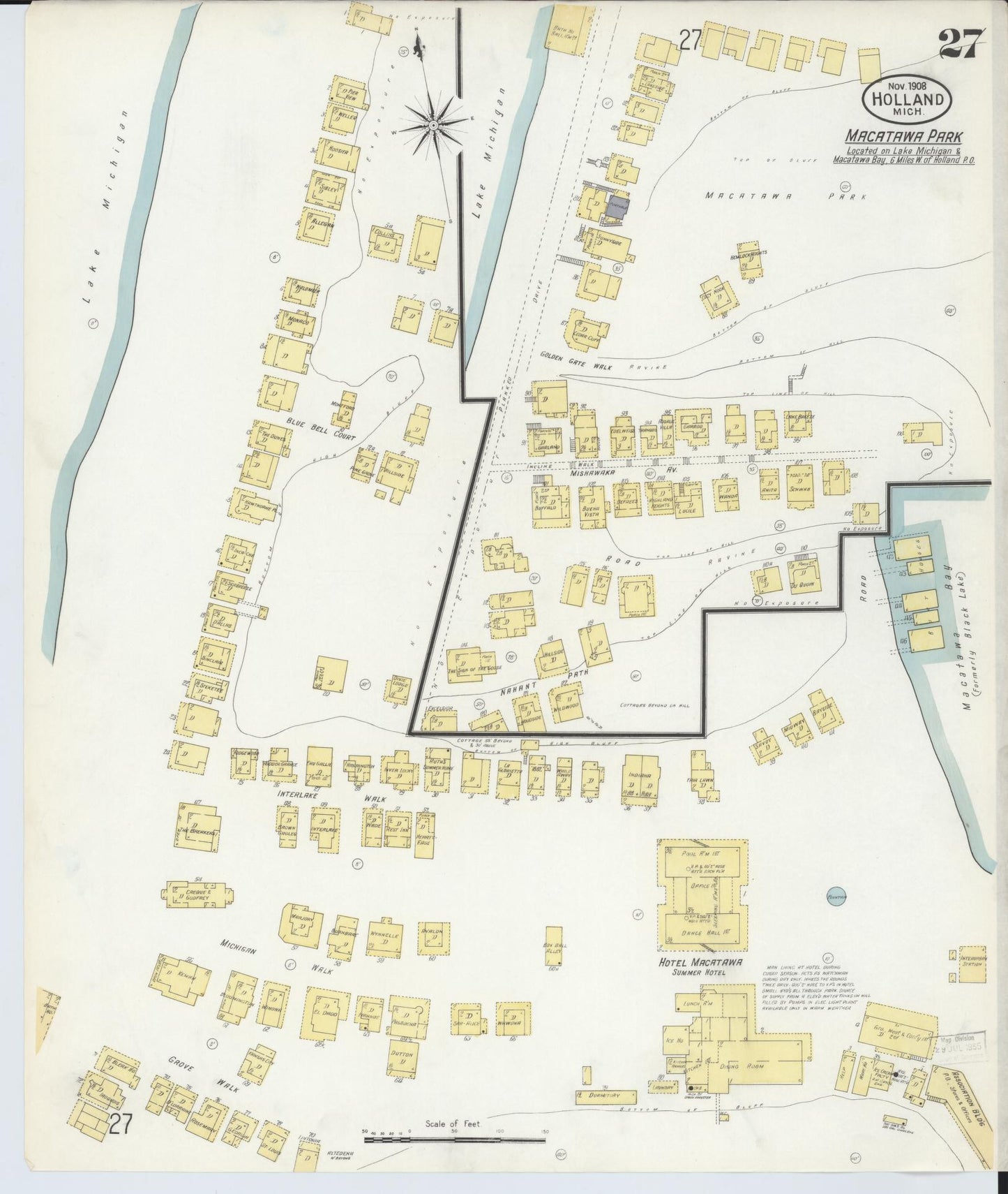 Sanborn Fire Insurance Map from Holland, Ottawa County, Michigan (1908), Sheet #0027 - Complete Map Set gallery image, historic Sanborn map, vintage wall art, Michigan Michigan