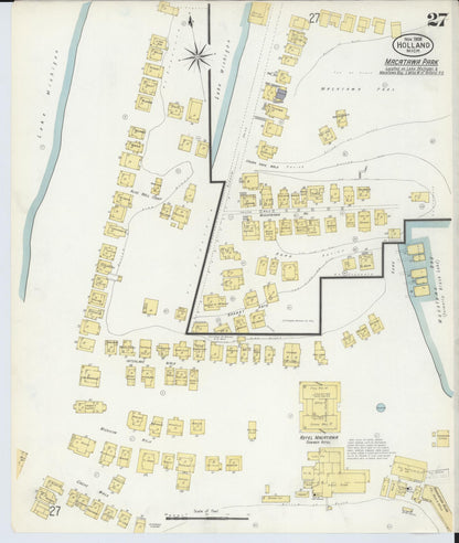 Sanborn Fire Insurance Map from Holland, Ottawa County, Michigan (1908), Sheet #0027 - Complete Map Set gallery image, historic Sanborn map, vintage wall art, Michigan Michigan