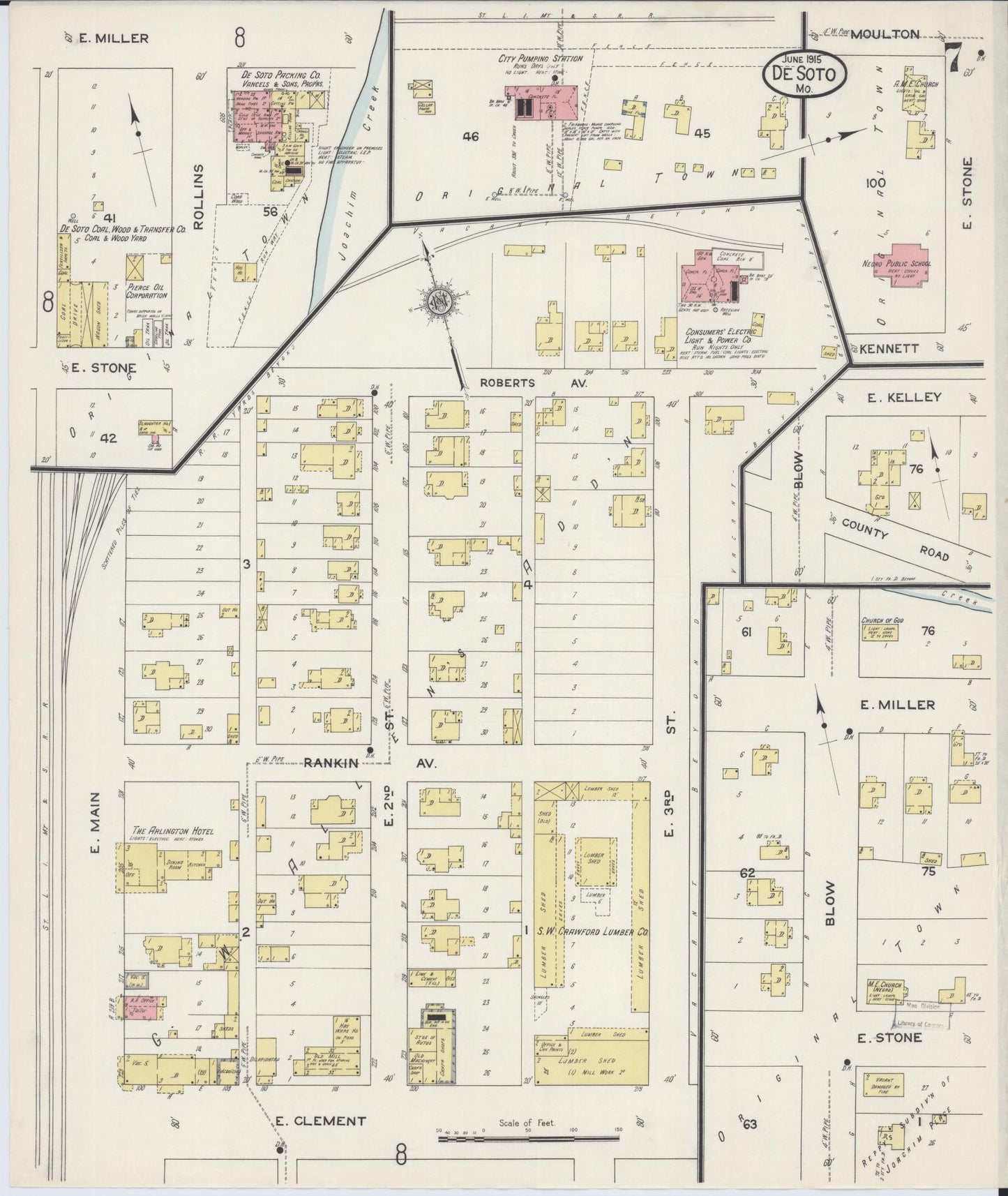 Sanborn Fire Insurance Map from De Soto, Jefferson County, Missouri (1915), Sheet #0007 - Complete Map Set gallery image, historic Sanborn map, vintage wall art, Missouri Missouri