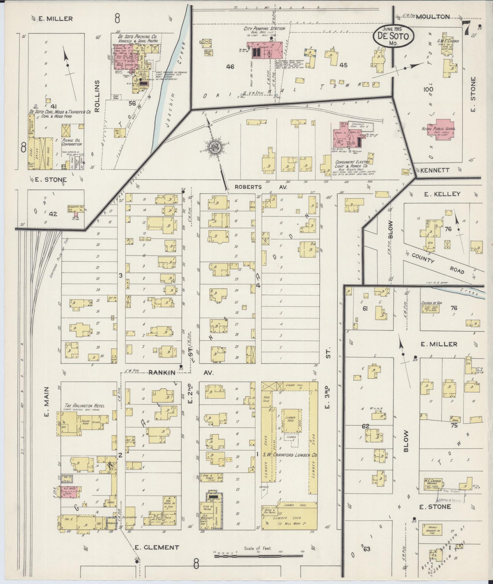 Sanborn Fire Insurance Map from De Soto, Jefferson County, Missouri (1915), Sheet #0007 - Complete Map Set gallery image, historic Sanborn map, vintage wall art, Missouri Missouri