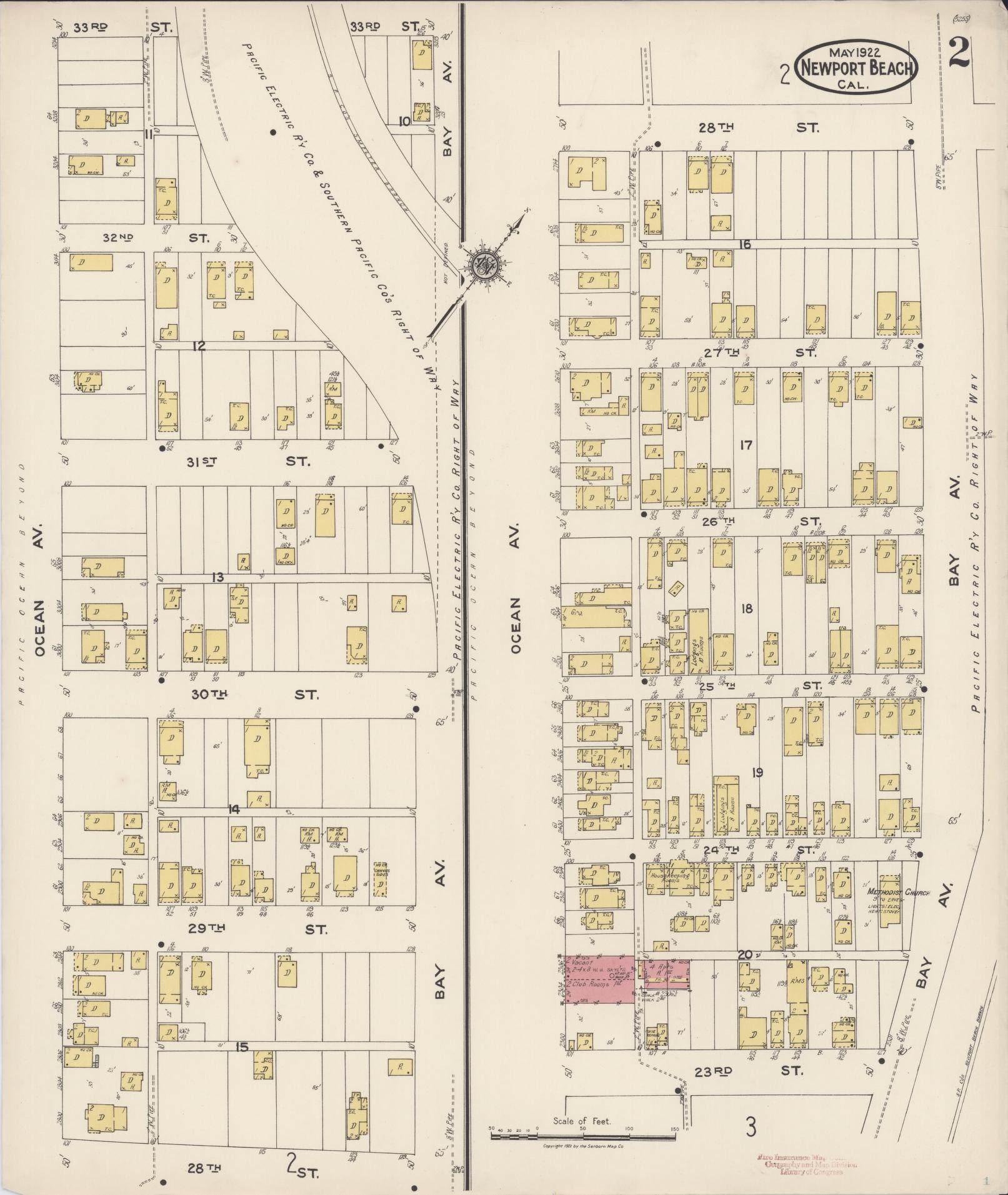 Sanborn Fire Insurance Map from Newport Beach, Orange County, California (1922), Sheet #0002 - Complete Map Set gallery image, historic Sanborn map, vintage wall art, California California