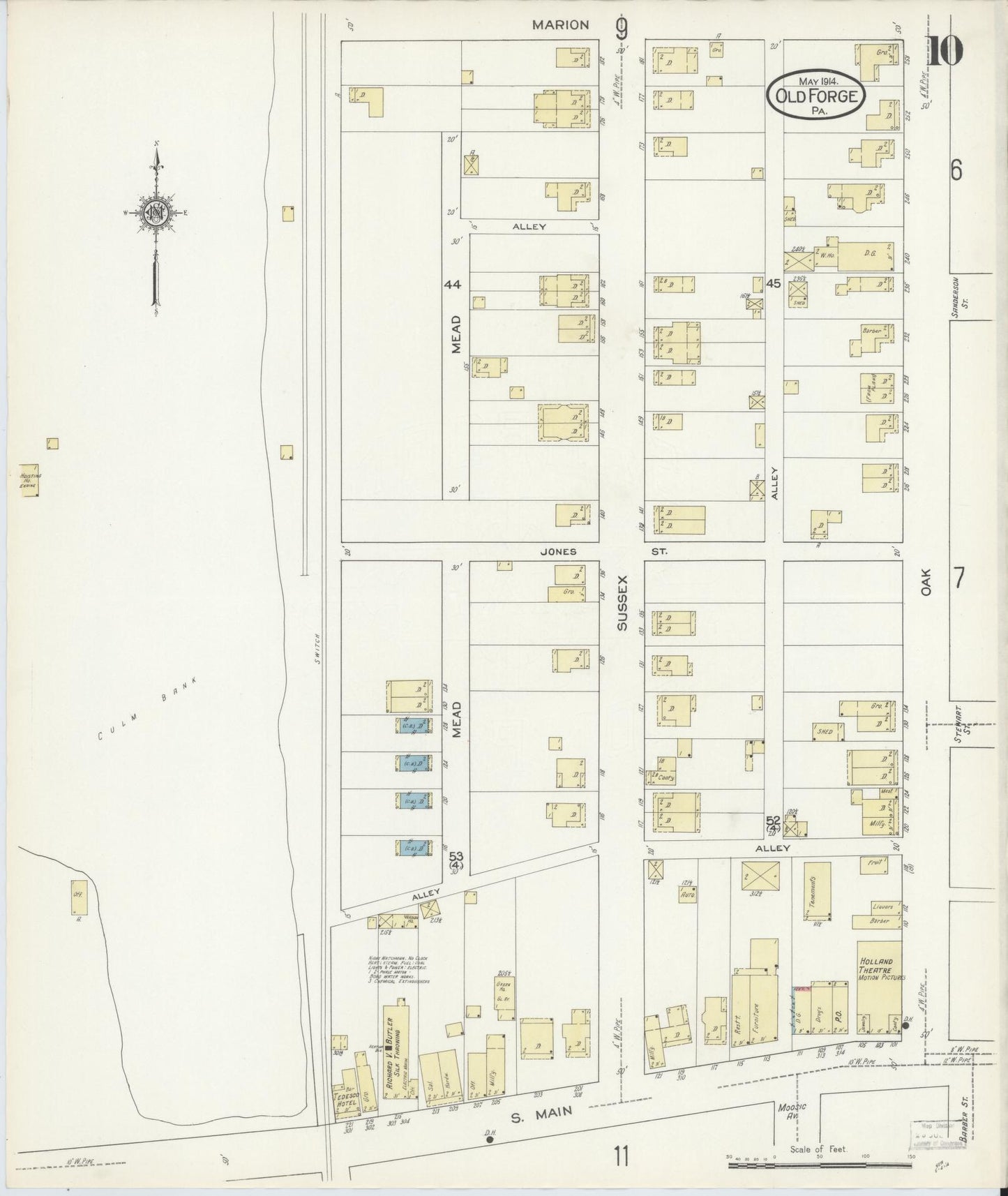 Sanborn Fire Insurance Map from Old Forge, Lackawanna County, Pennsylvania (1914), Sheet #0010 - Historic Sanborn Fire Insurance Map Print, vintage old map wall art, antique decor, genealogy gift, Pennsylvania Pennsylvania map