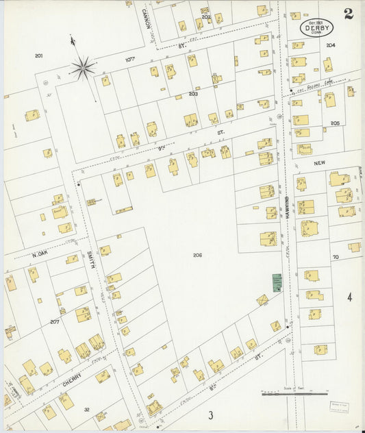 Sanborn Fire Insurance Map from Derby, New Haven County, Connecticut (1901), Sheet #0002 - Historic Sanborn Fire Insurance Map Print, vintage old map wall art, antique decor, genealogy gift, Connecticut Connecticut map