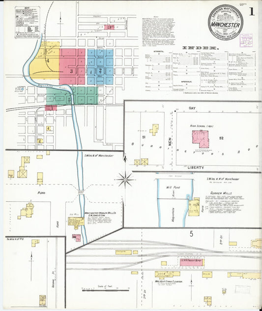 Sanborn Fire Insurance Map from Manchester, Delaware County, Iowa (1905), Sheet #0001 - Complete Map Set gallery image, historic Sanborn map, vintage wall art, Manchester Delaware