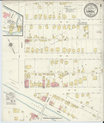 Sanborn Fire Insurance Map from Lowell, Washington County, Ohio (1911), Sheet #0001 - Historic Sanborn Fire Insurance Map Print, vintage old map wall art, antique decor, genealogy gift, Ohio Ohio map