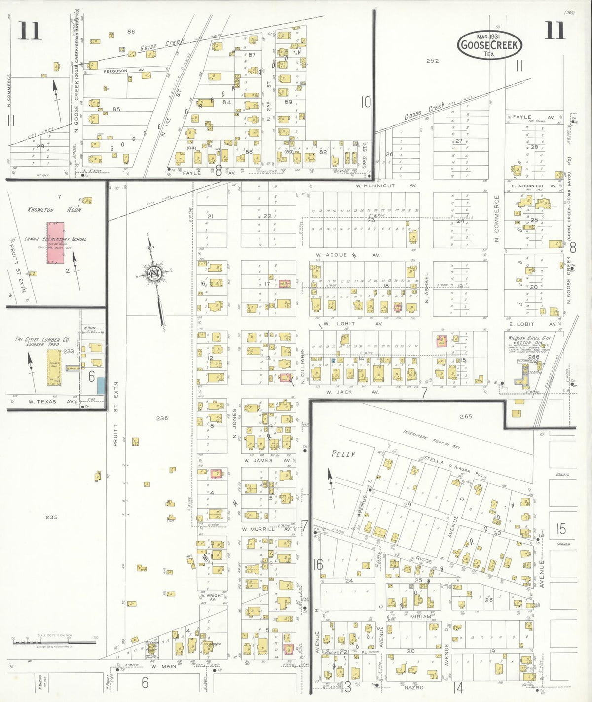 Sanborn Fire Insurance Map from Goose Creek, Harris County, Texas (1931), Sheet #0011 - Complete Map Set gallery image, historic Sanborn map, vintage wall art, Texas Texas